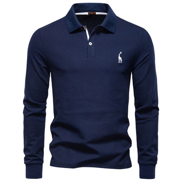 2025 Autumn Men's Solid Color Long Sleeved Polo Shirt Lapel Casual Tops Lapel Versatile High Quality Polo Men_viptrois.com