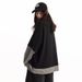 Two-Piece Striped Patchwork Turn-Down Collar Sweatshirt For Men Women, Spring And Autumn Wear, Lazy Style, Loose_viptrois.com