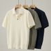 Luxury Men's Short Sleeved Polo Shirt High Elastic Striped Knitted Cool And Breathable Elegant High End Summer Top_viptrois.com
