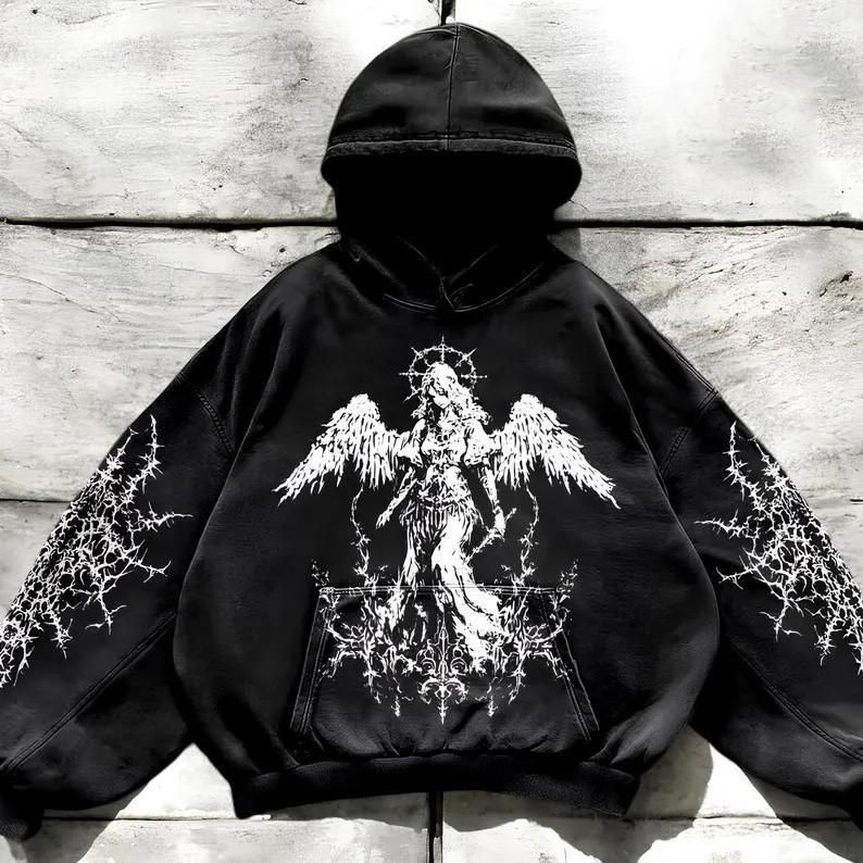 Men's Clothing Hooded Sweatshirt Pullover Hoodie Winter High Street Unisex Sweatshirt_viptrois.com