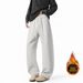 Versatile Heavyweight Athletic Sweatpants American Style Loose Straight Wide Leg Solid Color Floor Length Casual Trousers_viptrois.com