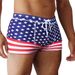 Men's Sports Swim Trunks Flat Angle Star & Stripe Print Quick-Dry Anti-Exposure Swim Shorts_viptrois.com