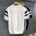Men's Clothing Men's Cooling Ice Silk T-Shirt Short Sleeve Trendy Striped Top Knitted Summer Style Half Sleeve_viptrois.com