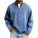 Men's Retro Long Sleeve T-Shirt - Stand Collar Half-Zip Pullover With Raglan Sleeves (Black, Grey, Olive, 10 Colors)_viptrois.com
