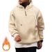Men's Zip-Up Hooded Sweatshirt With Drawstring - Thickened Polyester Pullover For Casual & Sports (Black, White, Navy, Gray, Khaki, Burgundy)_viptrois.com