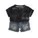 Male 2025 New Baby With Diamond English Short Sleeve Cute Casual Thin Summer Set_viptrois.com