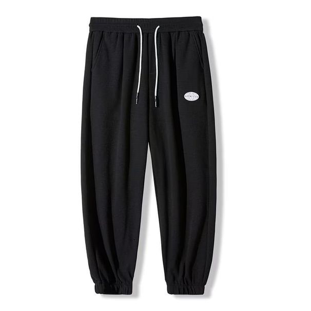 Men's Clothing Waffle Trousers Men Summer Thin Breathable Drawstring Loose Casual Men's Large Size Trendy Brand All Match Drawstring Trousers_viptrois.com