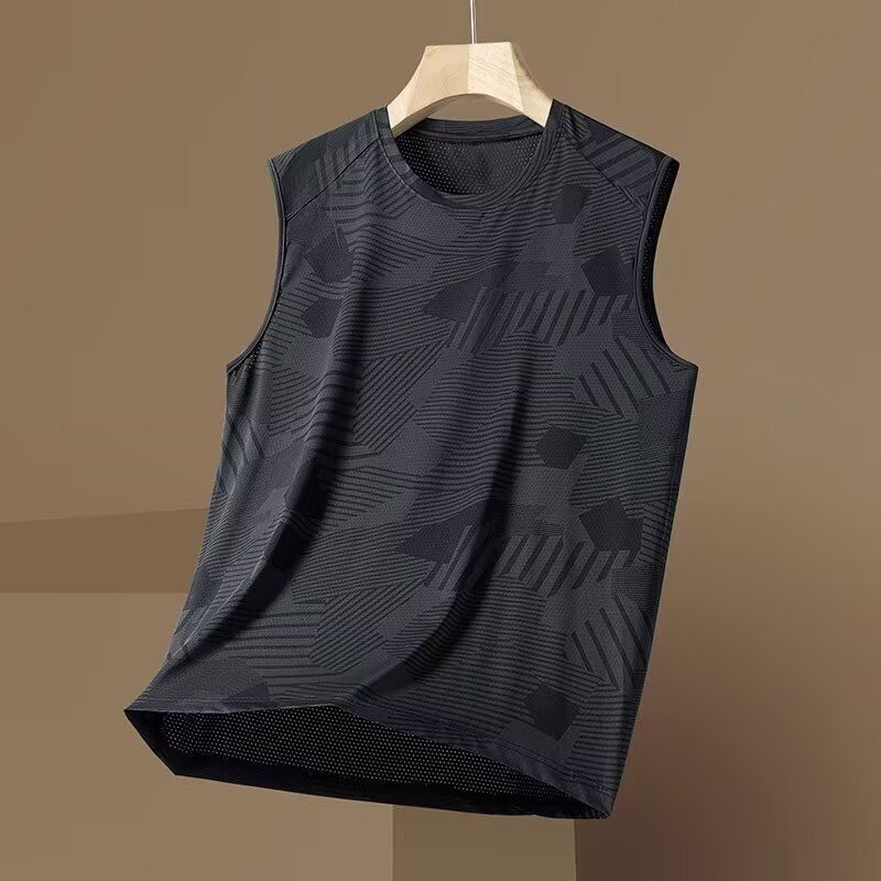 Men's Clothing Vest Summer Leisure Sports Breathable Round Neck Waistcoat New Sleeveless T Shirt Top Clothes Sweatshirt_viptrois.com