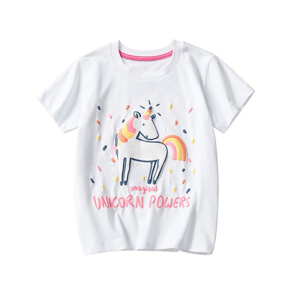 Mother & Kids New Summer Children's T Shirt Girls White T Shirt Small Children's Unicorn Print Short Sleeved T Shirt Short Sleeved Female_viptrois.com