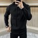 Spring And Autumn Knitted Hooded Sweatshirt New Korean Style Men's Trendy Casual Slim Fit Comfortable Warm Long Sleeve_viptrois.com