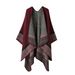 Apparel Accessories autumn and winter double-sided plain shawl with stripes plaid cashmere cape coat warm scarf_viptrois.com