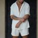Men's Clothing Spring And Summer New Men's Commuter Suit Casual Button Shirt Short Sleeve Shorts Men_viptrois.com