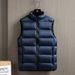Men's Lightweight Padded Vest With Stand Collar, Winter Warm Fleece Lined Sleeveless Jacket For Casual Outdoor Wear (Black, Grey, Blue, Green)_viptrois.com
