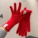 Dopamine Long Gloves For Women In Autumn Winter, Thickened And Warm, Pure Color Wool Blend Knit Cycling Five Finger Set_viptrois.com