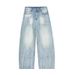 Men's Clothing High Street Baggy Jeans Bamboo Machete Jeans Unisex Straight Slightly Flared_viptrois.com
