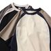 Men's Clothing Retro 260g Loose Heavyweight Raglan T Shirt Color Matching Short Sleeved Drop Shoulder Large Version Short Sleeved New Summer_viptrois.com
