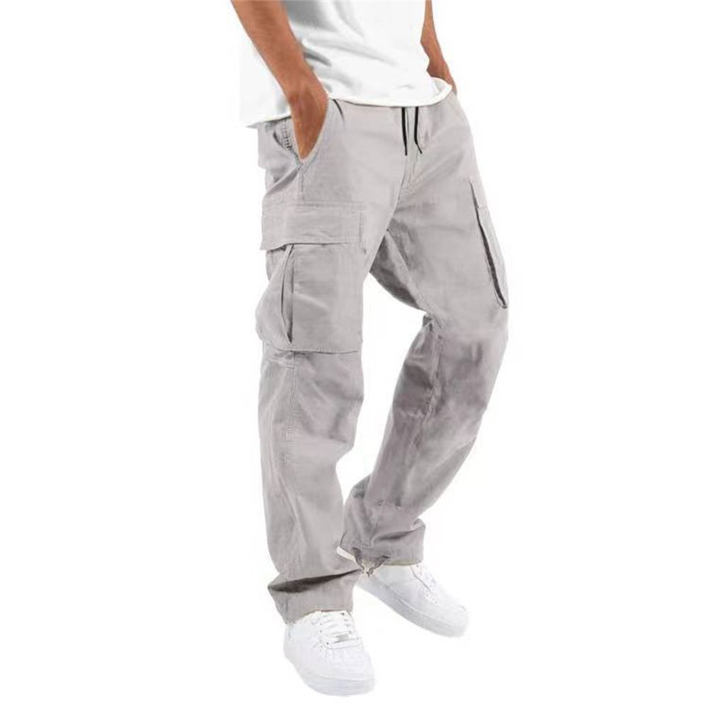 Men's Casual Drawstring Overalls Multi-pocket Cotton Cargo Pants In Assorted Colors - Low Waist Long One-piece_viptrois.com