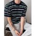 Men's Clothing Summer Short Sleeved T Shirt For Men Trendy Brand Round Neck Stripes Retro Casual Versatile Youth Half Sleeve_viptrois.com