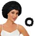 Double color Ding streamer round hat bow Beauty care hair wide brimmed hat headscarf night cap_viptrois.com