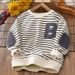 Children's clothing boys spring and autumn new style medium and large children's casual and fashionable letter striped tops with sweatshirts_viptrois.com
