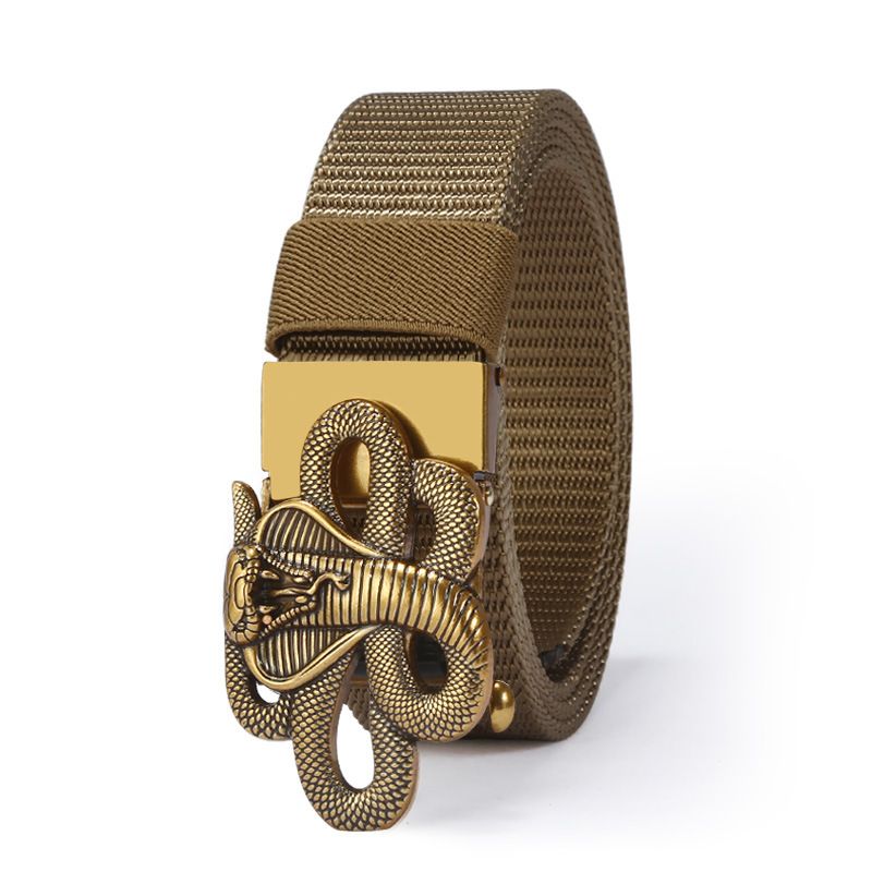 Men's Belts High Quality Belt Antique Copper Alloy Toothless Automatic Buckle Thick Nylon Belt Outdoor Fashion Casual Belt_viptrois.com