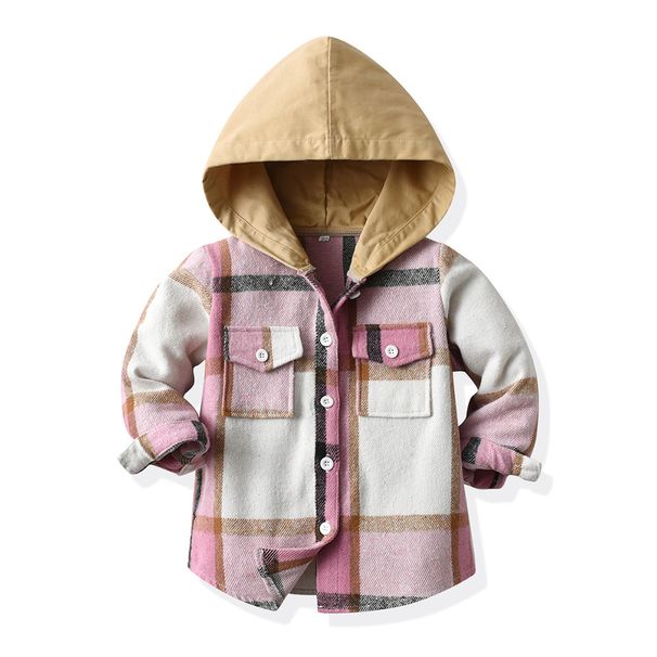 kid's clothing Unisexe hooded plaid shirt for men and women Spring and autumn street fashion wear with CuHK children's casual short jacket_viptrois.com