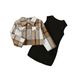 Children's clothing Autumn winter English plaid woolen coat knit dress two-piece girls' suit_viptrois.com