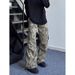 American Style Camouflage Men's Autumn Hip-Hop Loose Straight Jeans Cargo Parachute Pants_viptrois.com