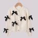 Mother & Kids Girls' Knit Cardigan With Bow - Soft Cotton Sweater For Toddlers & Kids (3-8 Years) - White/Pink/Red/Gray_viptrois.com