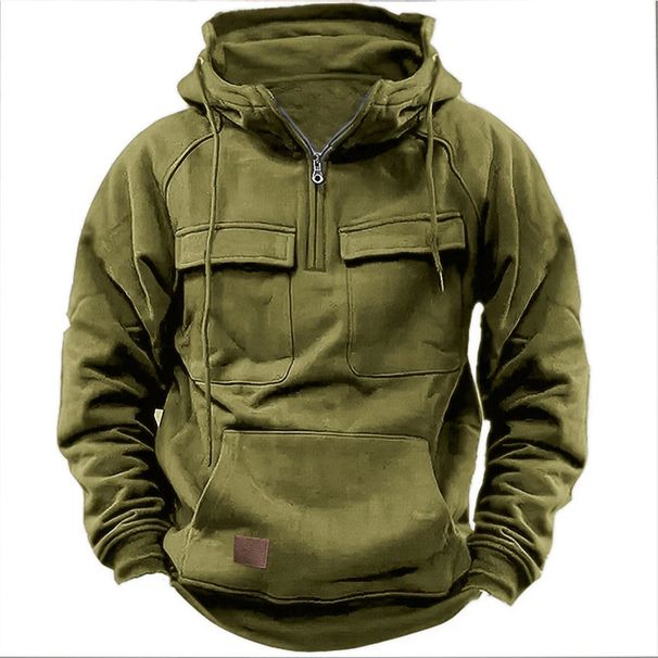 Men's Autumn And Winter Hooded Youth Sweatshirt Men's Hoodies Workwear Solid Color Casual Sweatshirt Jacket_viptrois.com