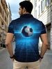 Polo Uomo Poliestere Taglio Dritto Leggero Traspirante Stampa 3D Calcio Griglia Blu Urban Tifosi Outdoor Quotidiano_viptrois.com