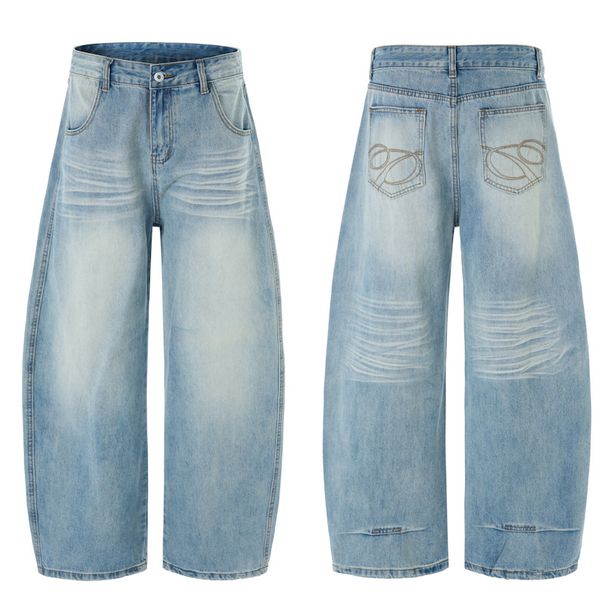 Men's Vintage High Street Distressed Jeans – Retro Straight-Leg Denim Pants With Whiskering (S-2XL)_viptrois.com