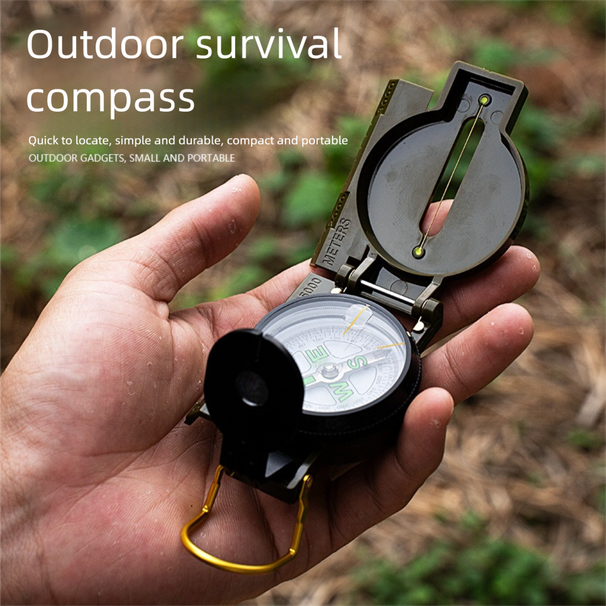 Outdoor Survival Multi-Functional Hiking Camping Travel Military Green Compass_viptrois.com