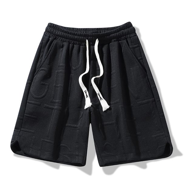 Men's Clothing Large Size Casual Sports Jacquard Shorts Elastic High Waist Solid Color Plus Size Summer Shorts_viptrois.com