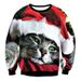 Pure New European And American Style 3D Printed Animal Kitten Pattern Men's Crew Neck Sweatshirt Couple Outfit Christmas_viptrois.com