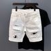 Men's Clothing Denim Shorts Men Ins Trend Summer New Style Scratched Casual Non Elastic Shorts_viptrois.com
