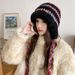 Ethnic style knitted warm for women, winter colored thread ear protection, thick anti cold ski hat, outdoor plush hat_viptrois.com