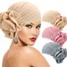 New Solid Color Breathable Turban Hat Sponge Large Plate Flower Bottoming Hat Fashionable Style Hair Tie Hat_viptrois.com