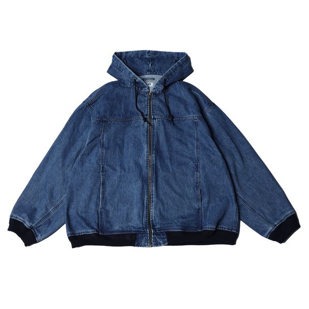 Men's Clothing Brand Heavy High Weight Washed Hooded Denim Jacket Men's Loose Retro Casual Men's Zipper Jacket_viptrois.com