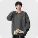 Men's Fleece-Lined Heavyweight Sweatshirt, Oversized Streetwear Pullover With Letter Print (Black, Dark Grey, Grey Green)_viptrois.com