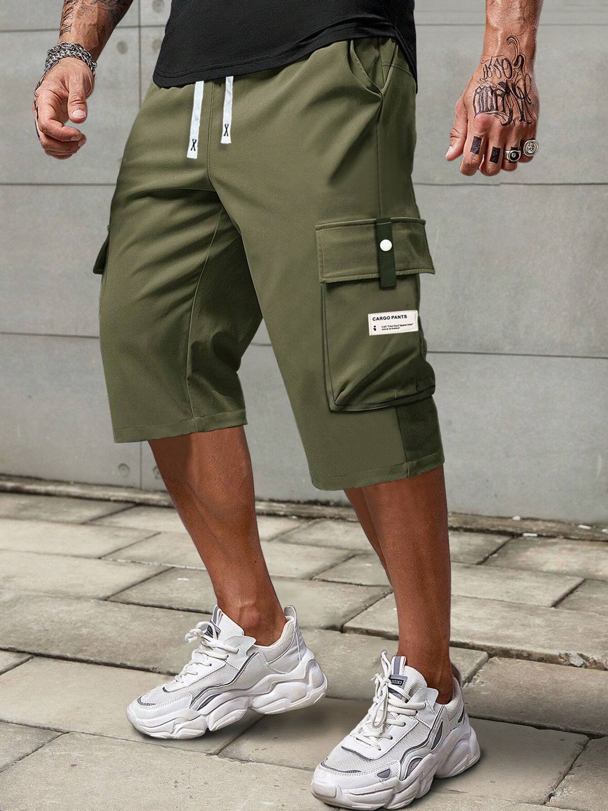 Men's Lightweight Straight Leg Cargo Shorts - Breathable Polyester Summer Casual Mid-Length Pants For Active Lifestyles (Black, Army Green,_viptrois.com