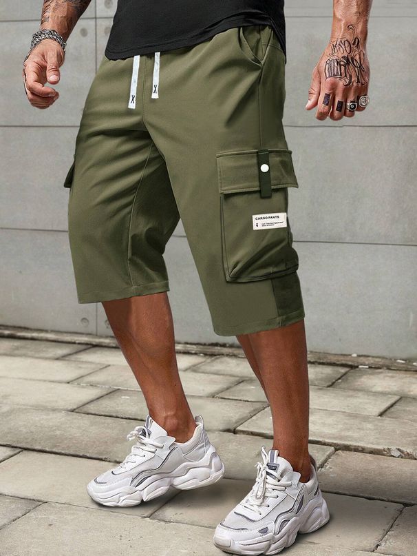 Men's Lightweight Straight Leg Cargo Shorts - Breathable Polyester Summer Casual Mid-Length Pants For Active Lifestyles (Black, Army Green,_viptrois.com