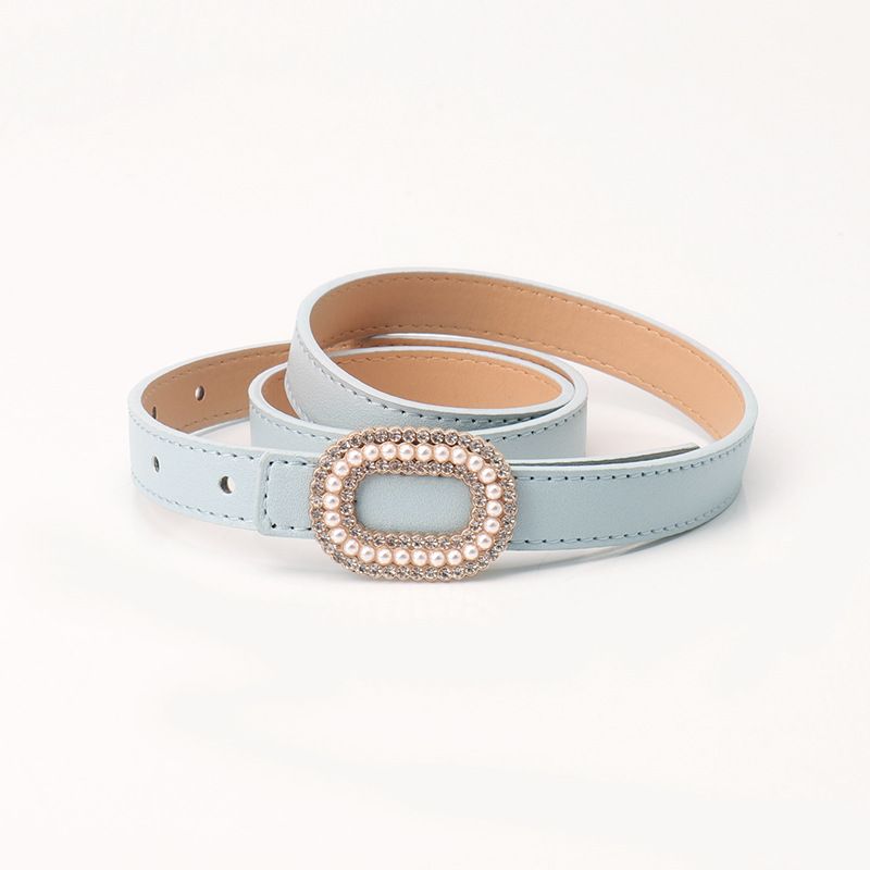 new fashion sweet girl belt women's light luxury high-end versatile women's belt pearl buckle decorative jeans belt_viptrois.com