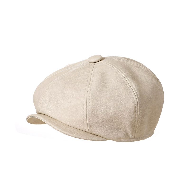 Parent Child Octagonal Newsboy Hat Children's Beret Hat Children's Hat Adult PU Leather Duckbill Cap Men And Women Forward Hat_viptrois.com