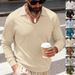 Men's Oversized V-Neck Polo Shirt – Heavyweight Casual Long Sleeve Top For Urban Style & Comfort_viptrois.com