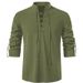 Men's Clothing Men's Stand Collar Long Sleeve Shirt Cotton Linen Henley Hippie Casual Beach Style For Formal & Casual_viptrois.com
