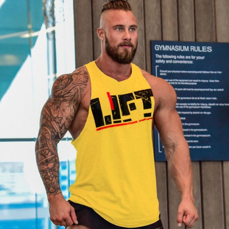 Men's Clothing Print Fitness Vest Cotton Vest_viptrois.com