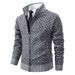 Men's Clothing Fleece-Lined Hooded Zip-Up Sweater Jacket - Winter Warm Knit Pullover With Stand Collar For Casual Outwear (Black, Dark Gray)_viptrois.com