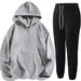 "Men's Casual Hoodie & Jogger Set – Long Sleeve Solid Color Sweatshirt & Pants Suit For Autumn & Winter – Grey/Black/Brown/Army Green"_viptrois.com