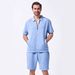 Men’s Clothing Summer New Men's Simple Casual Jacquard Short Sleeved Zipper Cardigan Jacket Shorts Suit_viptrois.com